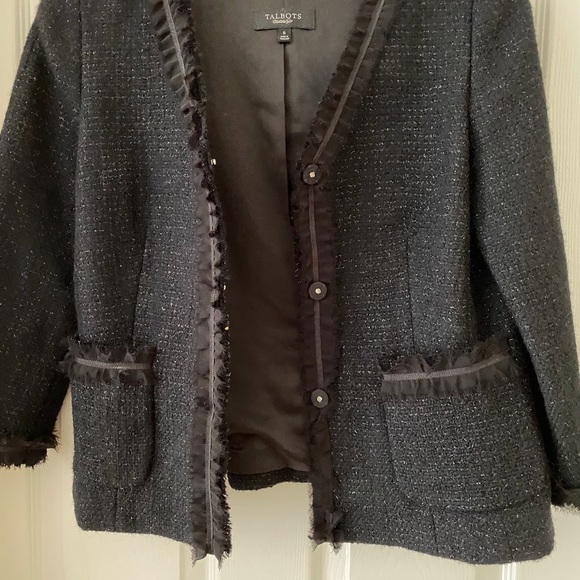 Vintage Ladies Talbots Black sparkly Boucle jacket **non smoking home**. NWOT - Picture 10 of 11